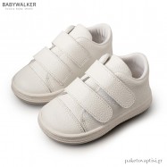 Δερμάτινα Λευκά Sneakers με Διπλό Velcro Babywalker BS3028