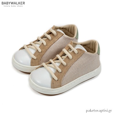 Μπεζ με Λευκό και Μέντα Δετά Sneakers Babywalker BW4207